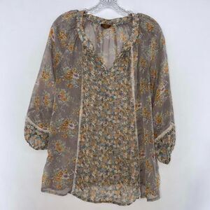 Copper Key Floral Mesh Blouse Women's Size M